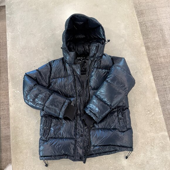 Quince Responsible Down Puffer Jacket $250 Shiny Black Size M - Picture 4 of 7